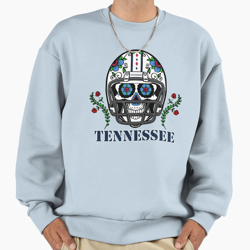 Tennessee Football Helmet Sugar Sweatshirt - Casual Everyday Wear Unisex - T-Shirt, Sweatshirt, Hoodie