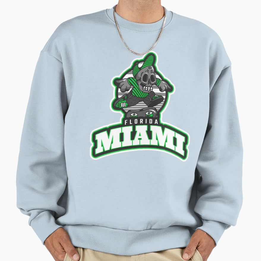 Miami Florida Skeleton Skater Athletic Sweatshirt - Novelty Apparel Unisex - T-Shirt, Sweatshirt, Hoodie