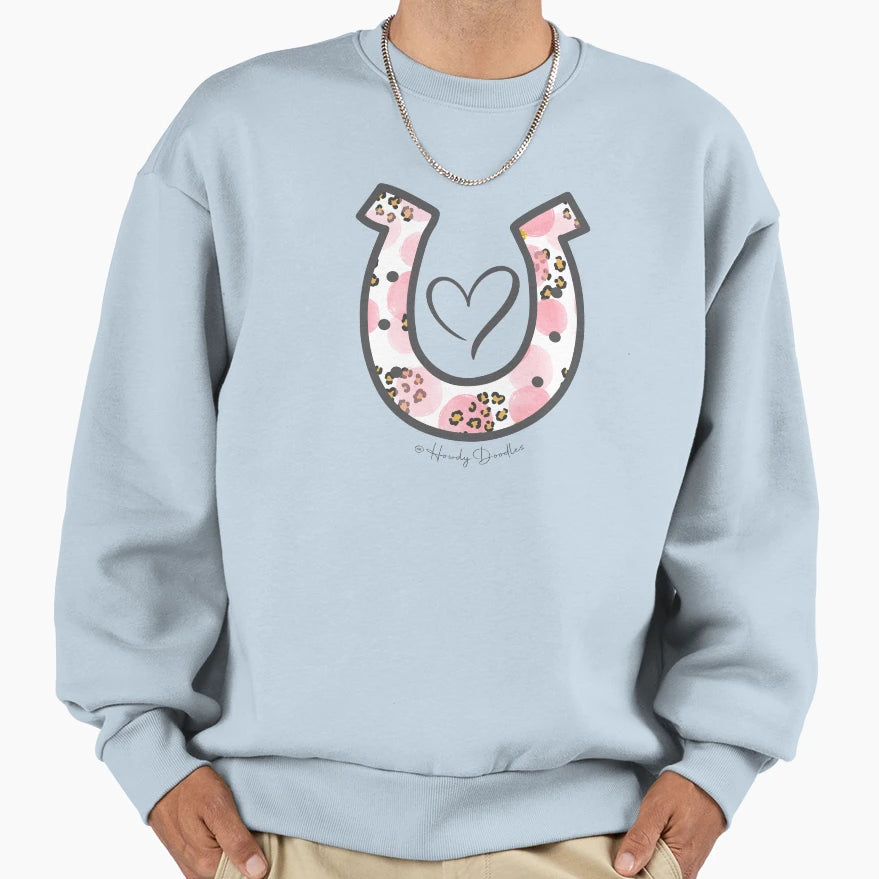 Polka Dot Leopard Horsehoe And Heart Sweatshirt - Graphic Print Unisex - T-Shirt, Sweatshirt, Hoodie