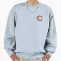 C Leather Varsity Letter Patches Sweatshirt - Minimalist Print for Adults - T-Shirt, Sweatshirt, Hoodie