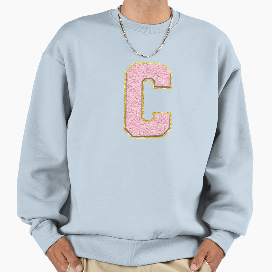 Letter C Preppy Varsity Letter Sweatshirt - Aesthetic Graphic for Adults - T-Shirt, Sweatshirt, Hoodie