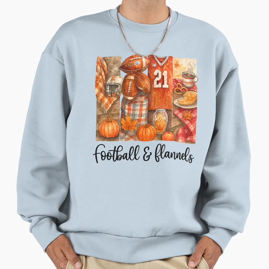 Watercolor Football And Flannels Sweatshirt - Novelty Apparel Men Women - T-Shirt, Sweatshirt, Hoodie