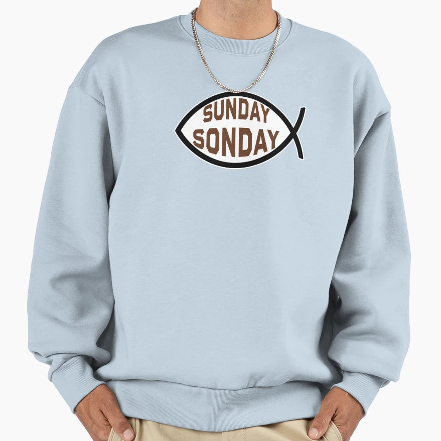 Sunday Sonday Ichthys Symbol Sweatshirt - Fun Novelty Design Unisex - T-Shirt, Sweatshirt, Hoodie