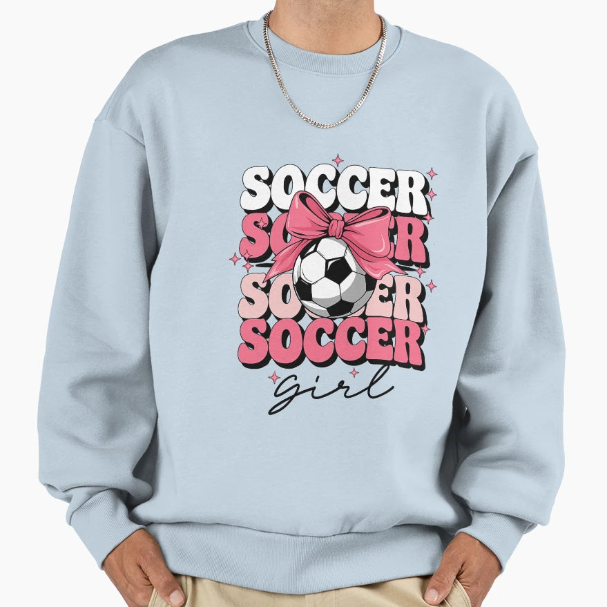 Groovy Soccer Coquette Bow Soccer Sweatshirt - Graphic Print for Adults - T-Shirt, Sweatshirt, Hoodie