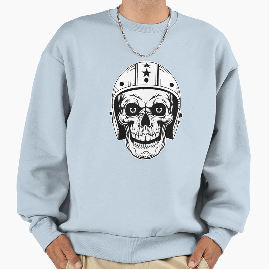 White And Black Skull Helmet Sweatshirt - Trendy Graphic for Adults - T-Shirt, Sweatshirt, Hoodie