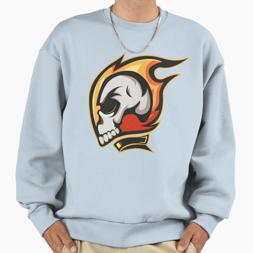 Skull Flames Sweatshirt - Trendy Graphic Men Women - T-Shirt, Sweatshirt, Hoodie