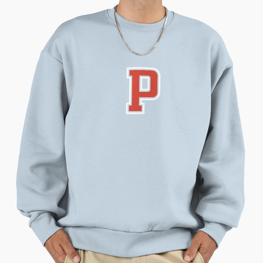 Letter P Initial P Varsity Red Sweatshirt - Trendy Graphic Men Women - T-Shirt, Sweatshirt, Hoodie