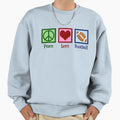 Peace Love Football Sweatshirt - Unique Graphic Unisex - T-Shirt, Sweatshirt, Hoodie