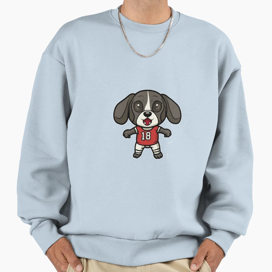 Little Puppy As Football Player Sweatshirt - Streetwear Style for Adults - T-Shirt, Sweatshirt, Hoodie