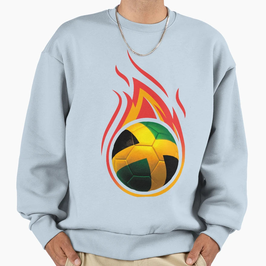 Jamaica Football Fire Sweatshirt - Unique Graphic Men Women - T-Shirt, Sweatshirt, Hoodie