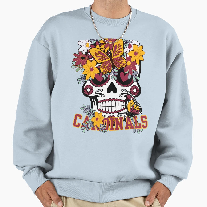 Arizona Cardinals Scull Sweatshirt - Unique Graphic for Adults - T-Shirt, Sweatshirt, Hoodie