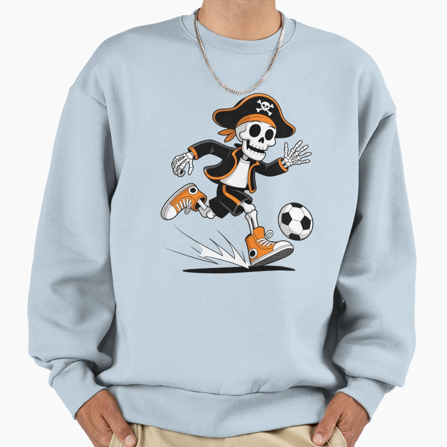 Soccer Skeleton Pirate Halloween Sweatshirt - Fun Novelty Design Men Women - T-Shirt, Sweatshirt, Hoodie