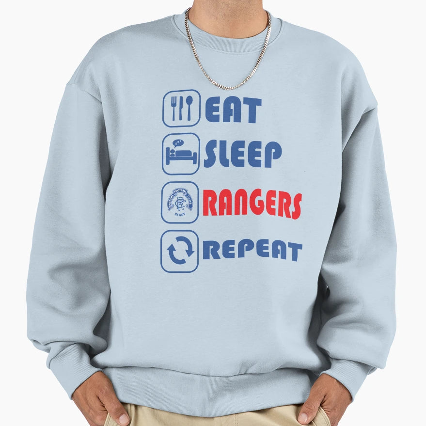 Eat Sleep Football Repeat Rangers Sweatshirt - Minimalist Print for Adults - T-Shirt, Sweatshirt, Hoodie
