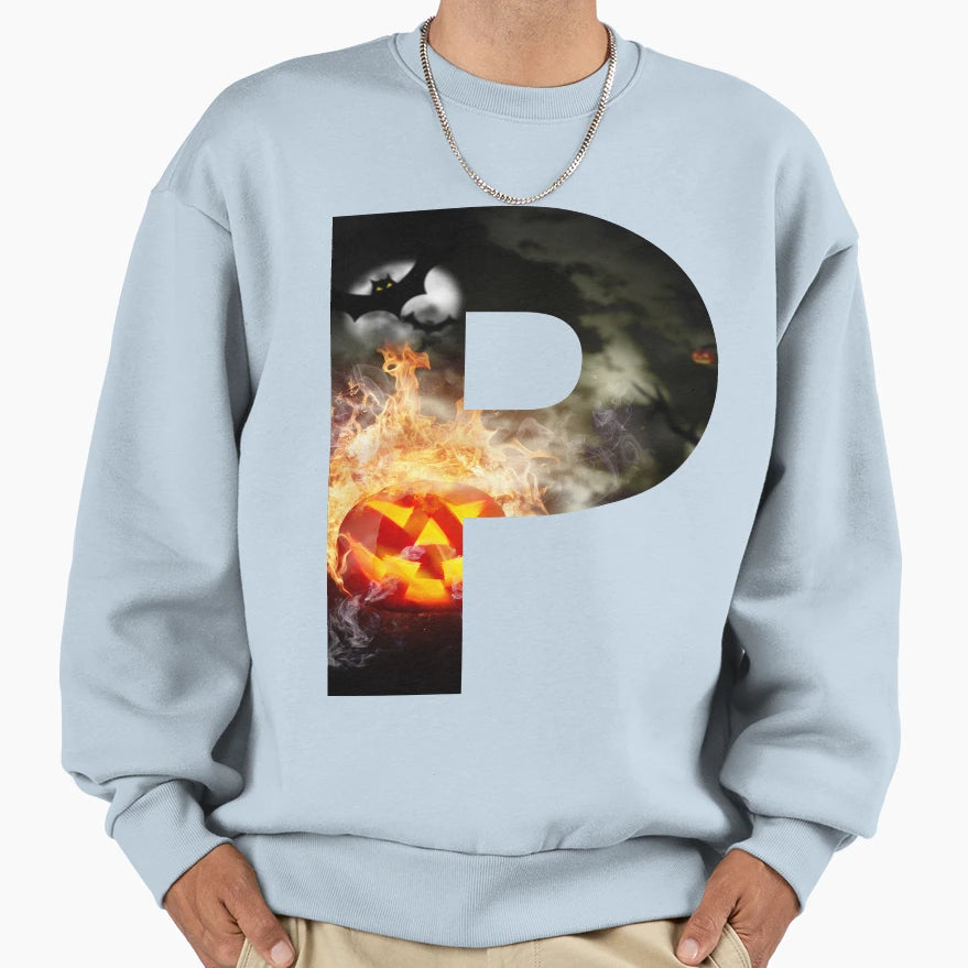 Letter P Halloween Themed Sweatshirt - Graphic Print Men Women - T-Shirt, Sweatshirt, Hoodie