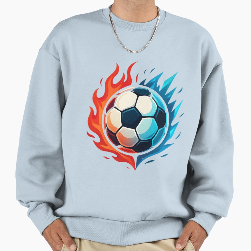 Fire And Ice Soccer Ball Game Day Sweatshirt - Minimalist Print Men Women - T-Shirt, Sweatshirt, Hoodie