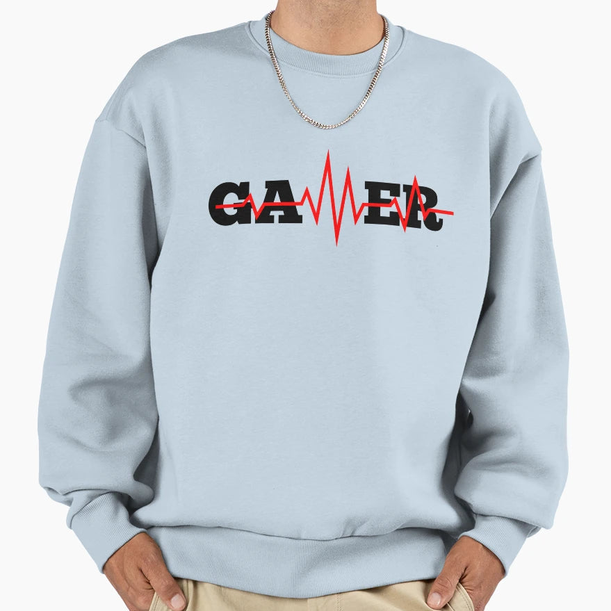 Gamer Text Heart Beat Sweatshirt - Custom Art Print Unisex - T-Shirt, Sweatshirt, Hoodie