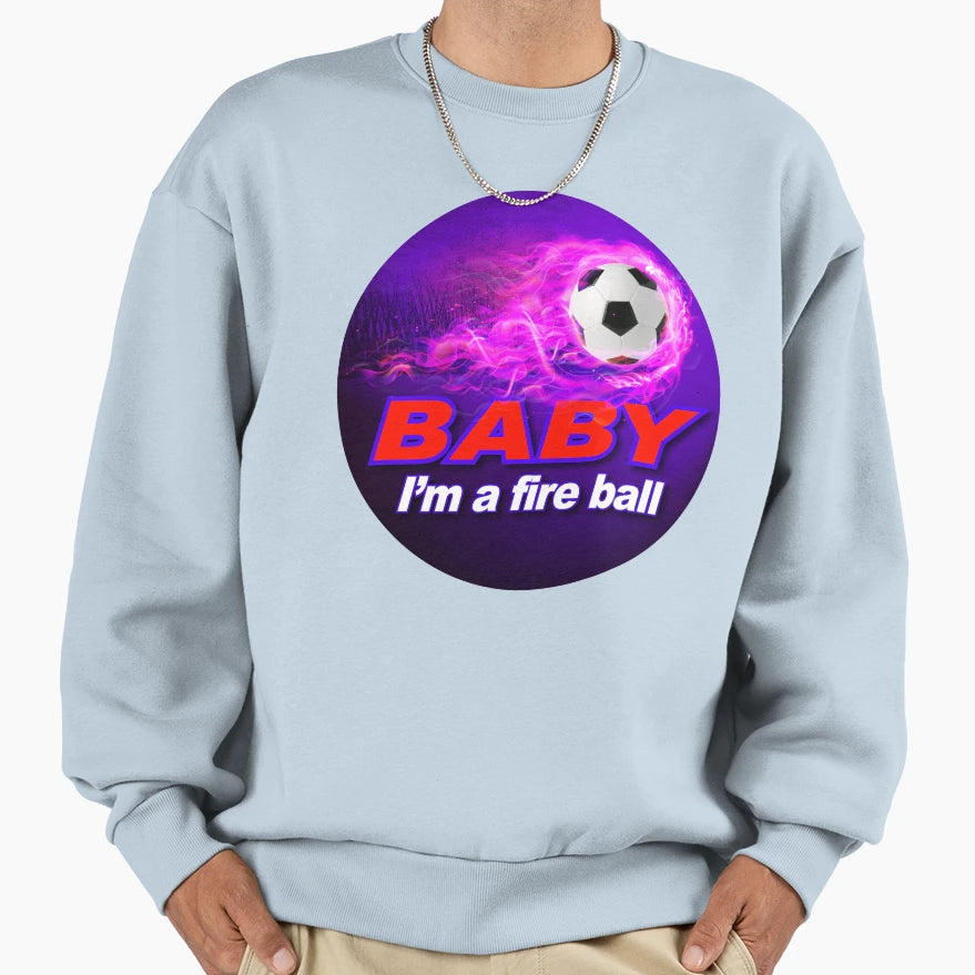Red And Purple Im Fire Ball Soccer Sweatshirt - Custom Art Print Unisex - T-Shirt, Sweatshirt, Hoodie