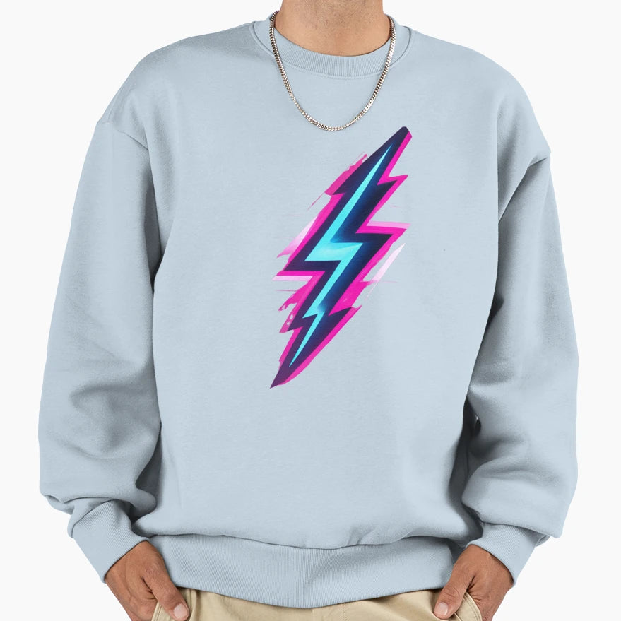 Neon Lightning Sweatshirt - Trendy Graphic Men Women - T-Shirt, Sweatshirt, Hoodie