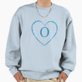 Blue Heart Monogram Letter O Charm Sweatshirt - Novelty Apparel for Adults - T-Shirt, Sweatshirt, Hoodie