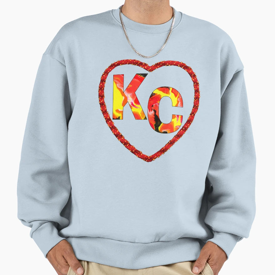 Red Yellow Kc Heart Team Colors Jdp Sweatshirt - Aesthetic Graphic Unisex - T-Shirt, Sweatshirt, Hoodie