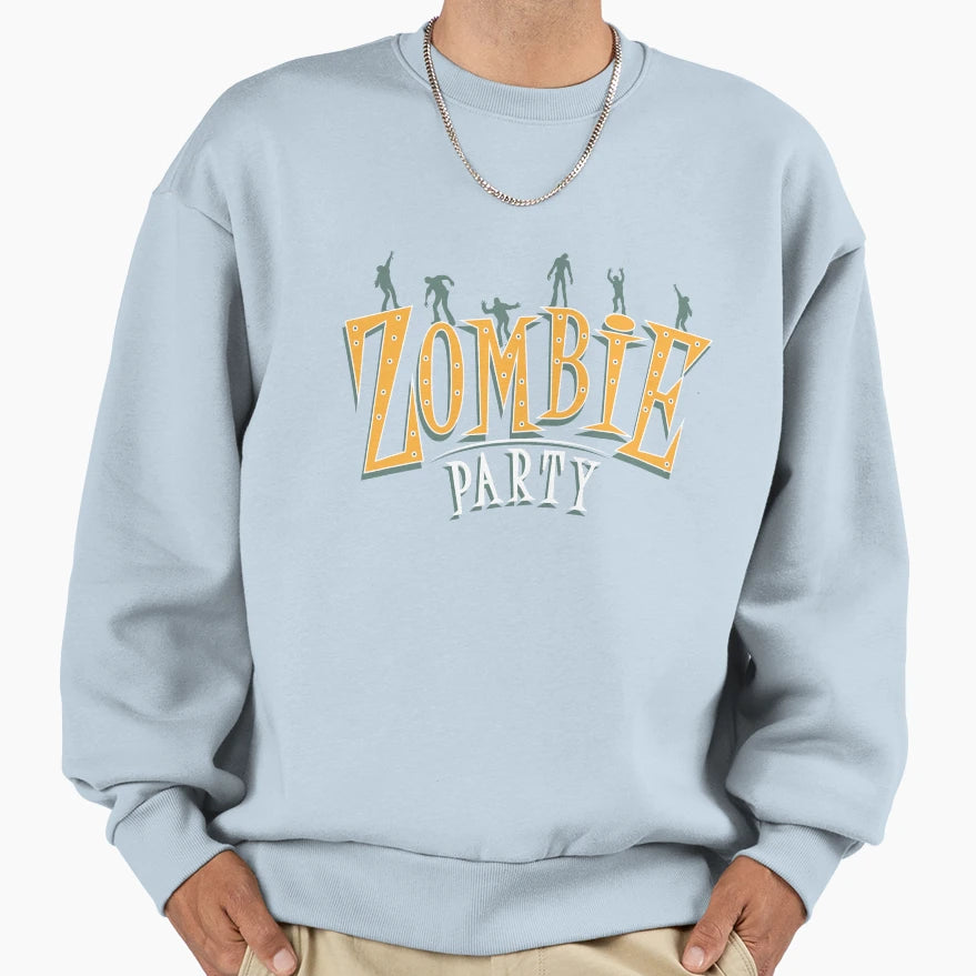 Halloween Zombie Party Sweatshirt - Aesthetic Graphic Men Women - T-Shirt, Sweatshirt, Hoodie