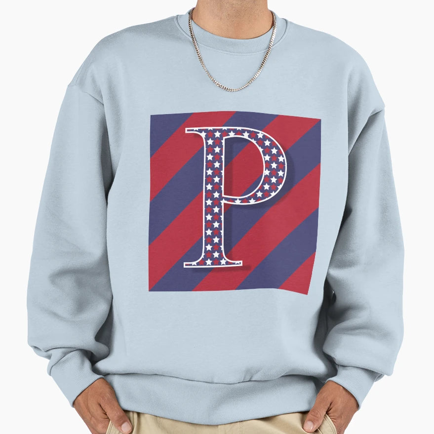 Letter P Americana Old Glory Red Sweatshirt - Novelty Apparel Men Women - T-Shirt, Sweatshirt, Hoodie