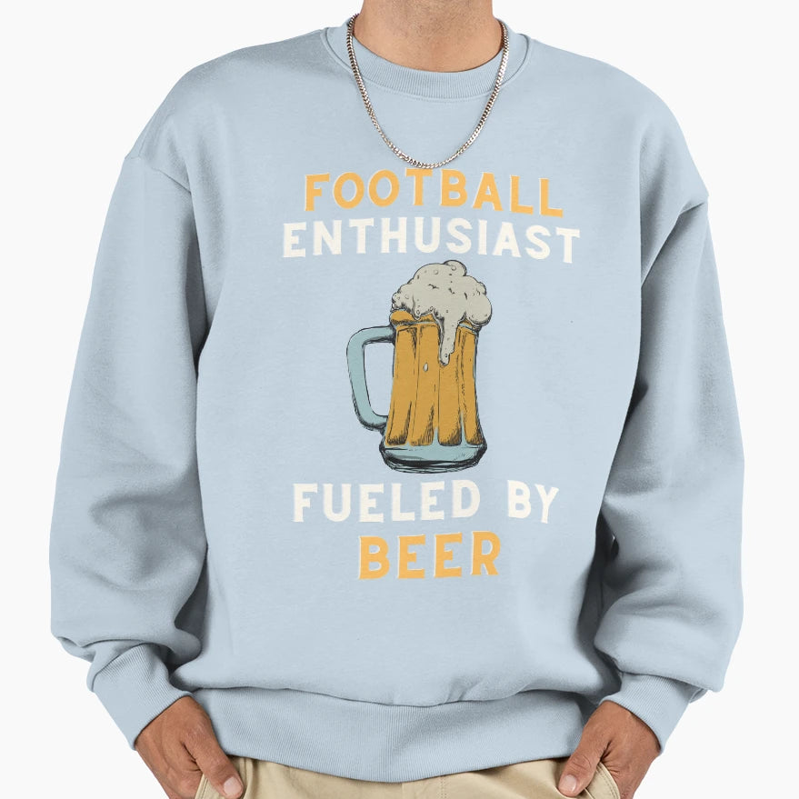 Football Enthusiast Beer Sweatshirt - Unique Graphic Men Women - T-Shirt, Sweatshirt, Hoodie