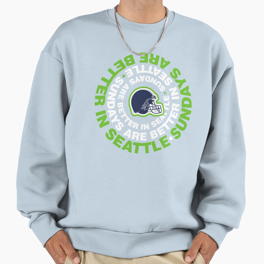 Seattle Best Place To Be Sunday Sweatshirt - Fun Novelty Design for Adults - T-Shirt, Sweatshirt, Hoodie