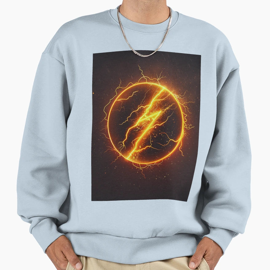 Stylized Lighting Bolt Flat Sweatshirt - Fun Novelty Design Unisex - T-Shirt, Sweatshirt, Hoodie