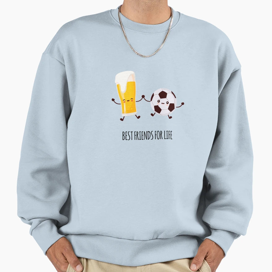 Beer And Soccer Best Friends Life Sweatshirt - Minimalist Print for Adults - T-Shirt, Sweatshirt, Hoodie