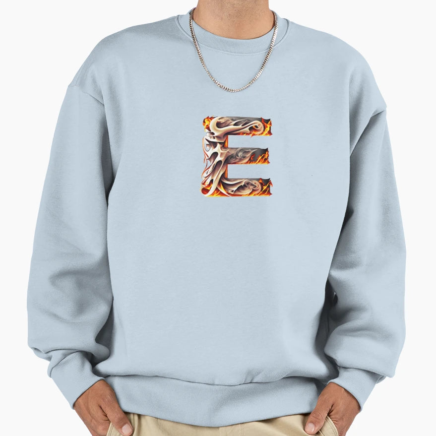 Letter Fire Sweatshirt - Casual Everyday Wear Unisex - T-Shirt, Sweatshirt, Hoodie