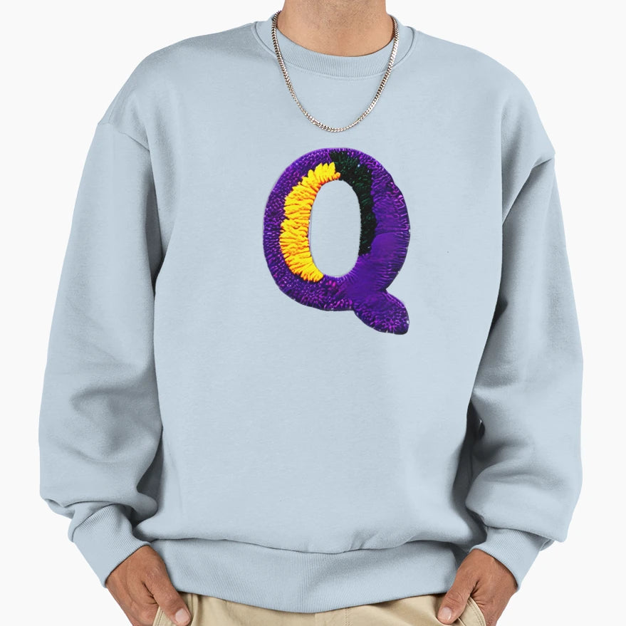 Letter Q Monogram Typography Sweatshirt - Fun Novelty Design for Adults - T-Shirt, Sweatshirt, Hoodie