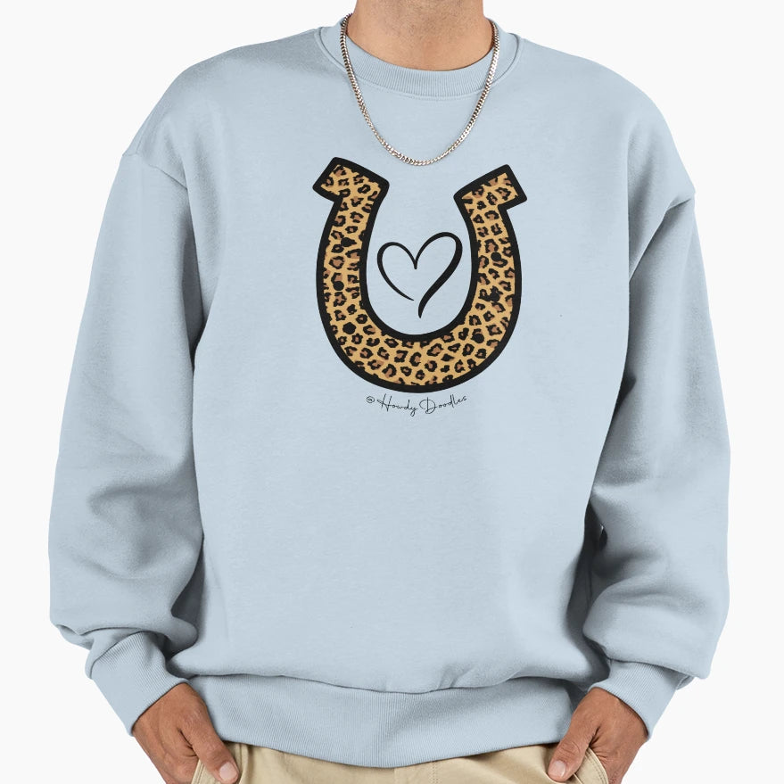 Leopard Horsehoe And Heart Sweatshirt - Fun Novelty Design Unisex - T-Shirt, Sweatshirt, Hoodie