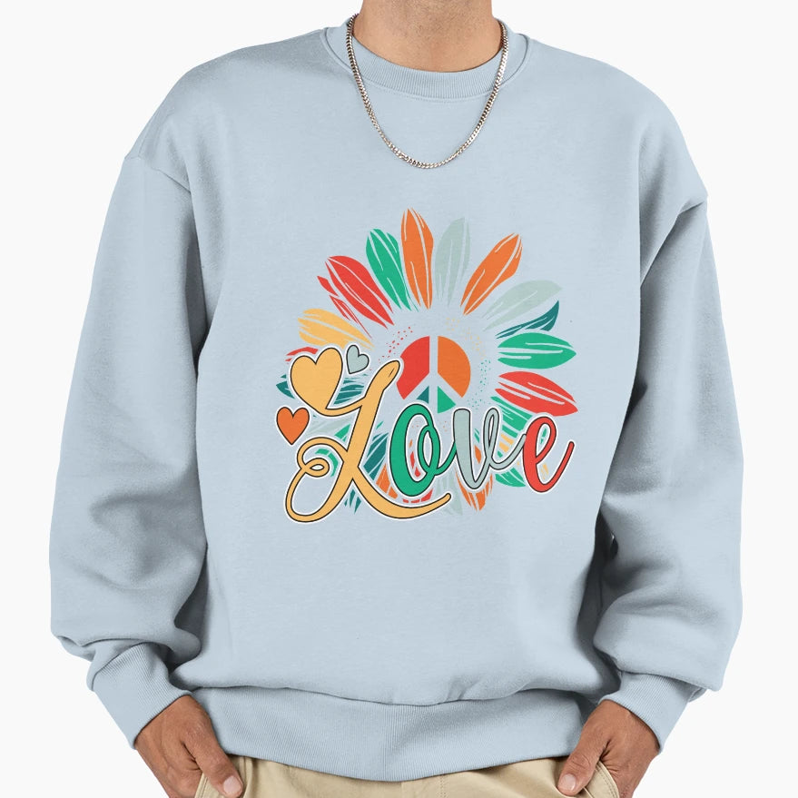 Love Flower Peace Love Hippie 60S Sweatshirt - Custom Art Print Men Women - T-Shirt, Sweatshirt, Hoodie