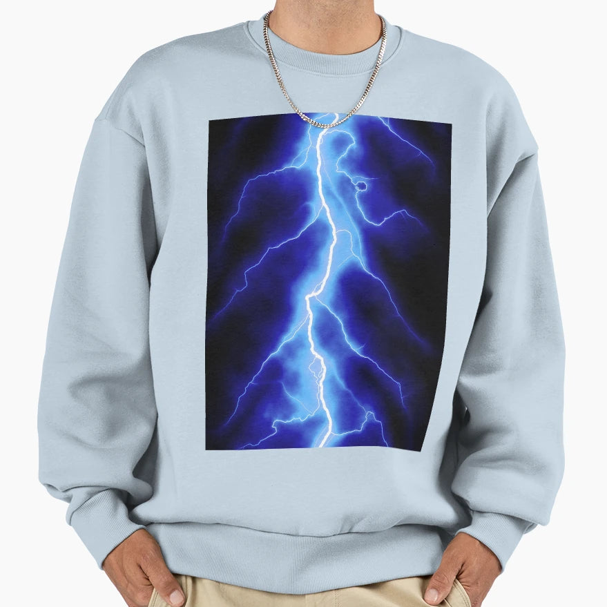 Blue Lightning Sweatshirt - Custom Art Print Men Women - T-Shirt, Sweatshirt, Hoodie