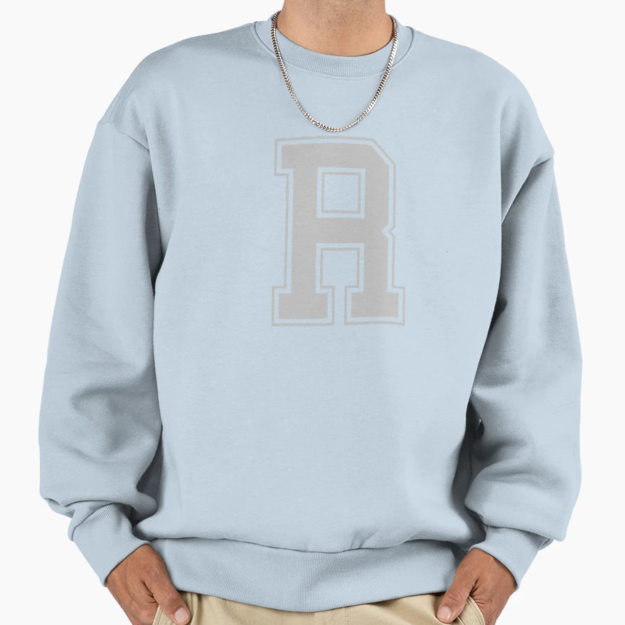 Monogram Blue Grey College House Sweatshirt - Minimalist Print Unisex - T-Shirt, Sweatshirt, Hoodie