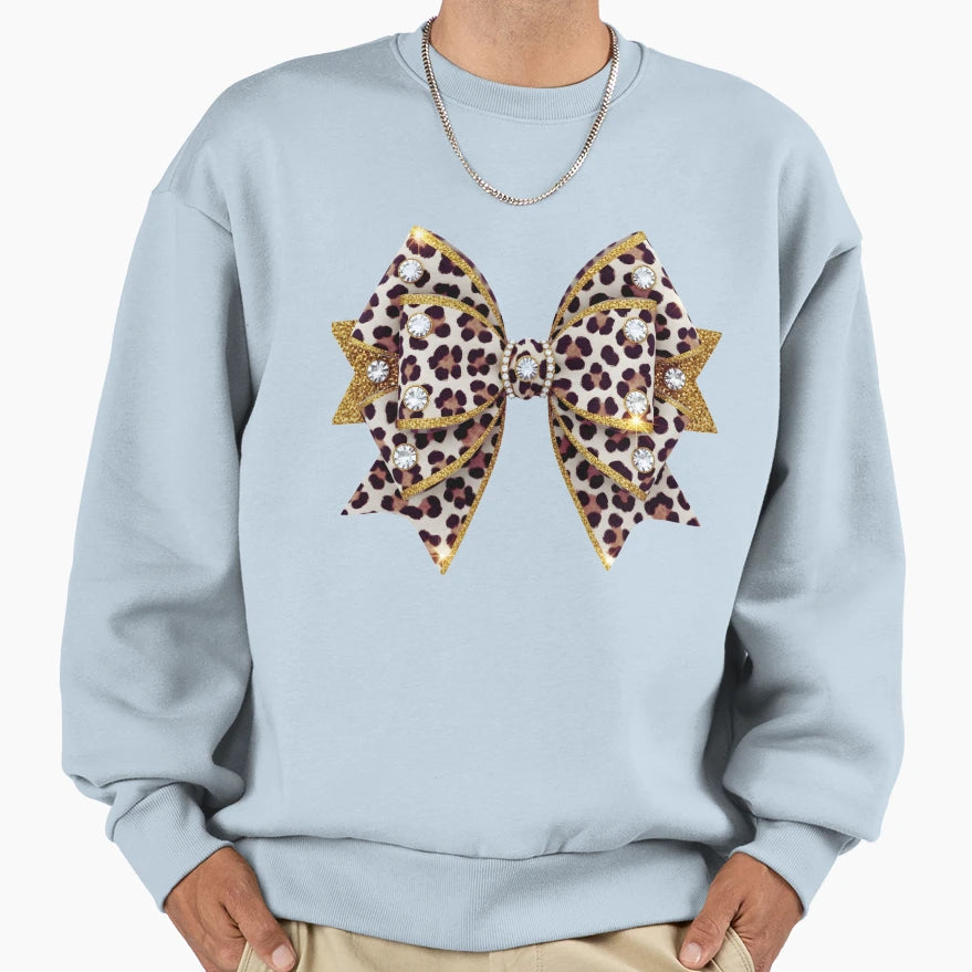 Leopard Coquette Bow Png Soft Girly Sweatshirt - Graphic Print Men Women - T-Shirt, Sweatshirt, Hoodie