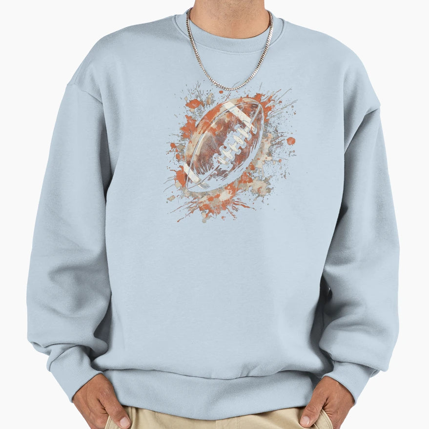 Rugged Leather Football Distressed Sweatshirt - Trendy Graphic for Adults - T-Shirt, Sweatshirt, Hoodie