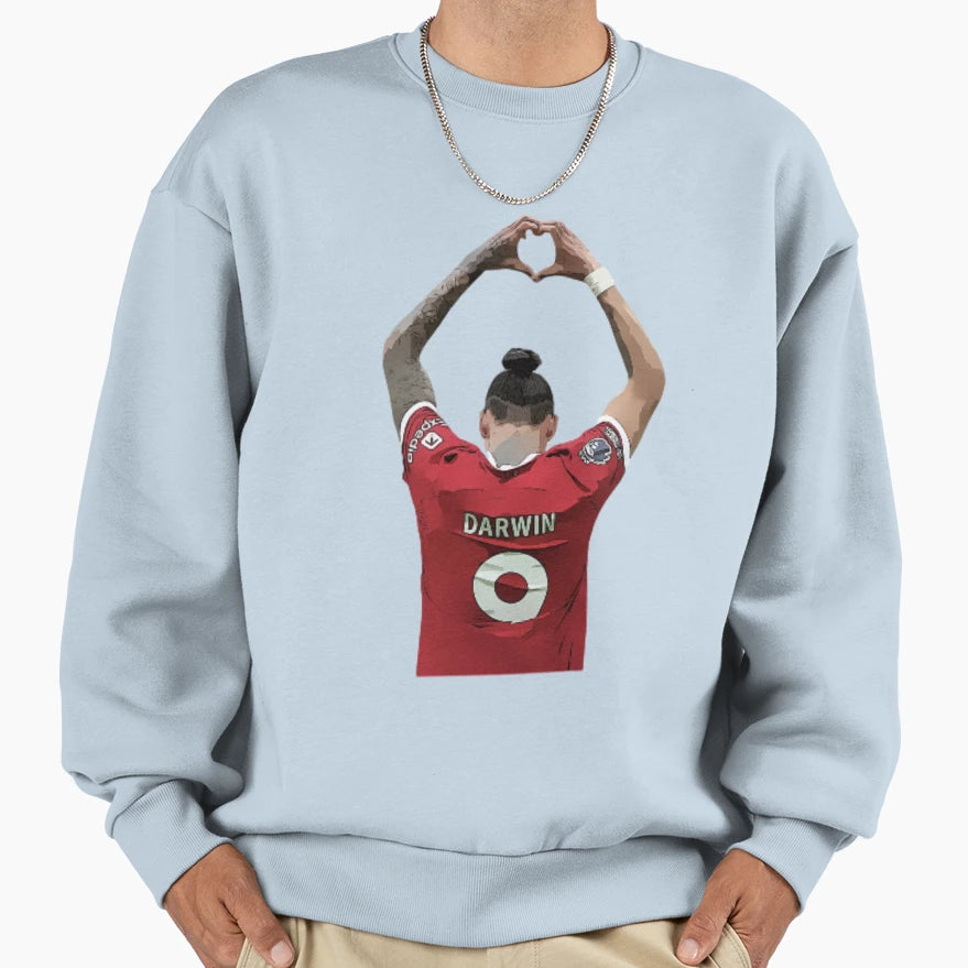 Darwin Nunez Heart Celebration Sweatshirt - Custom Art Print Unisex - T-Shirt, Sweatshirt, Hoodie