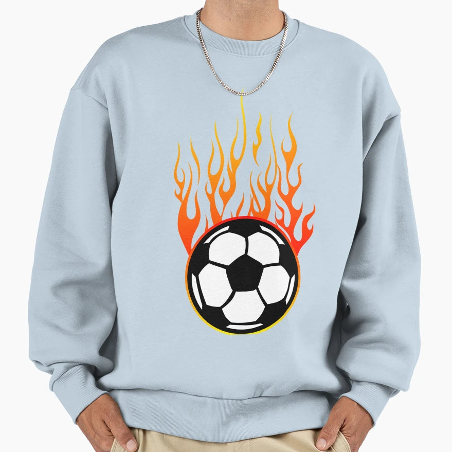 Soccer Ball Flame Fire Flame Logo Sweatshirt - Minimalist Print Unisex - T-Shirt, Sweatshirt, Hoodie
