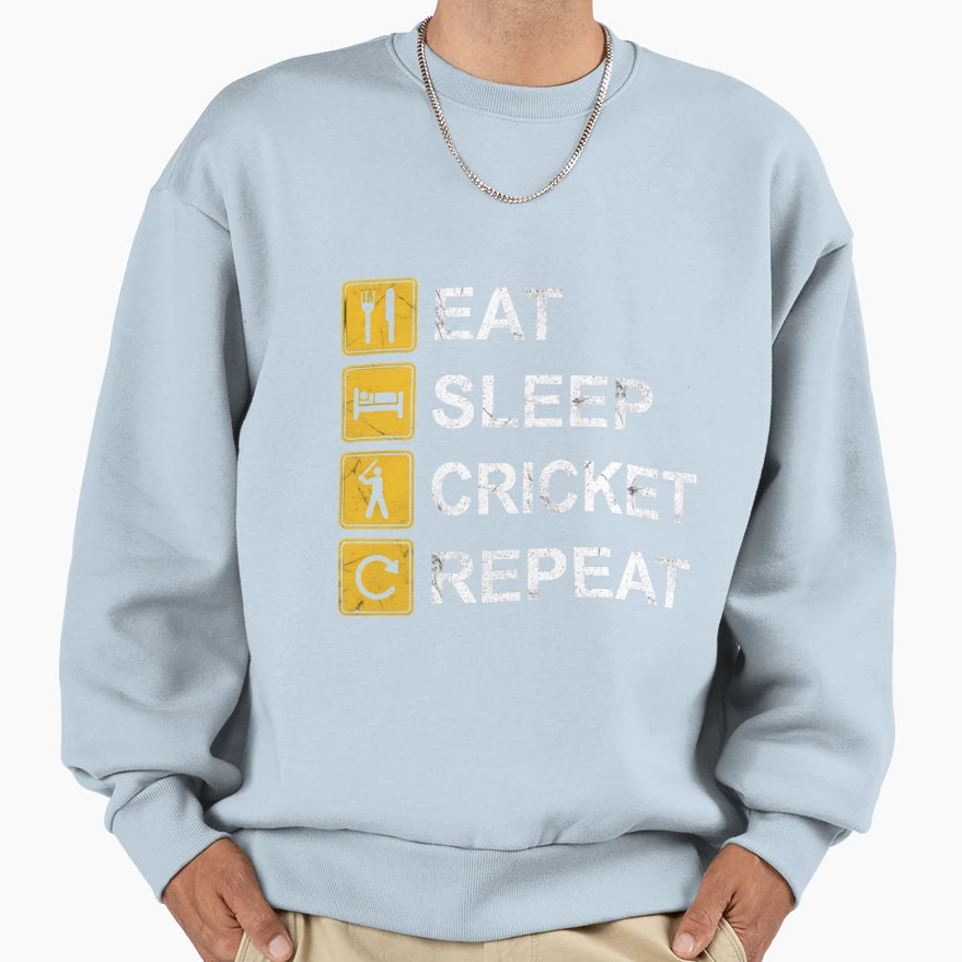 Eat Sleep Cricket Repeat Sunset Vibes Sweatshirt - Streetwear Style Unisex - T-Shirt, Sweatshirt, Hoodie