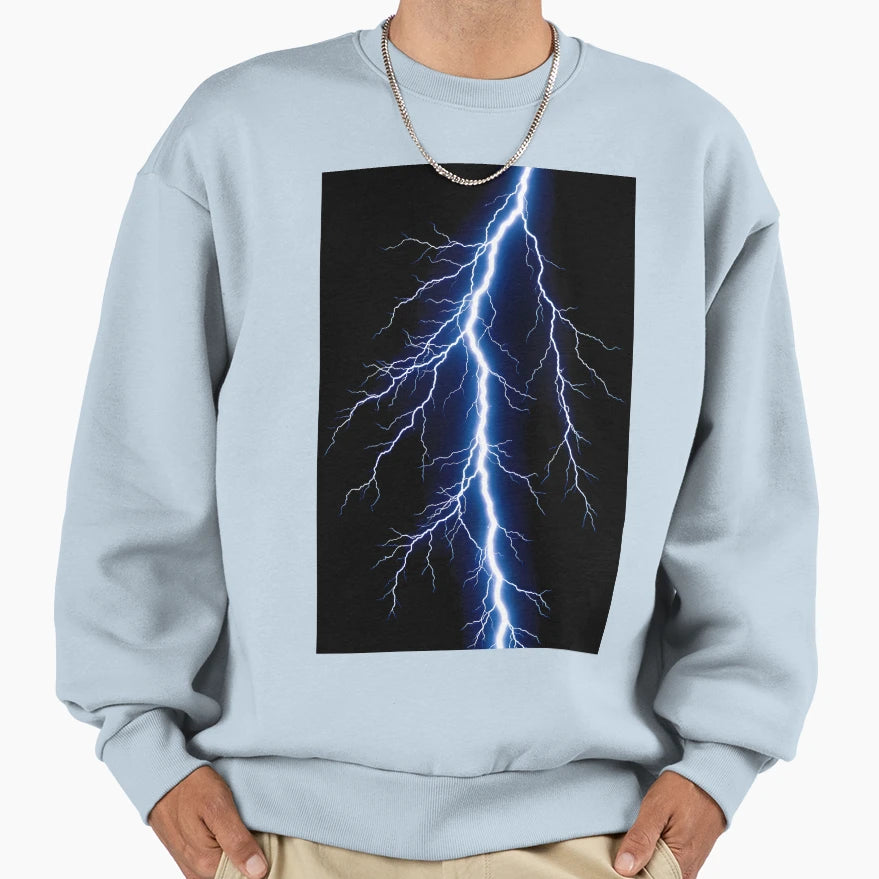 Blue Lightning Bolt Sweatshirt - Custom Art Print for Adults - T-Shirt, Sweatshirt, Hoodie