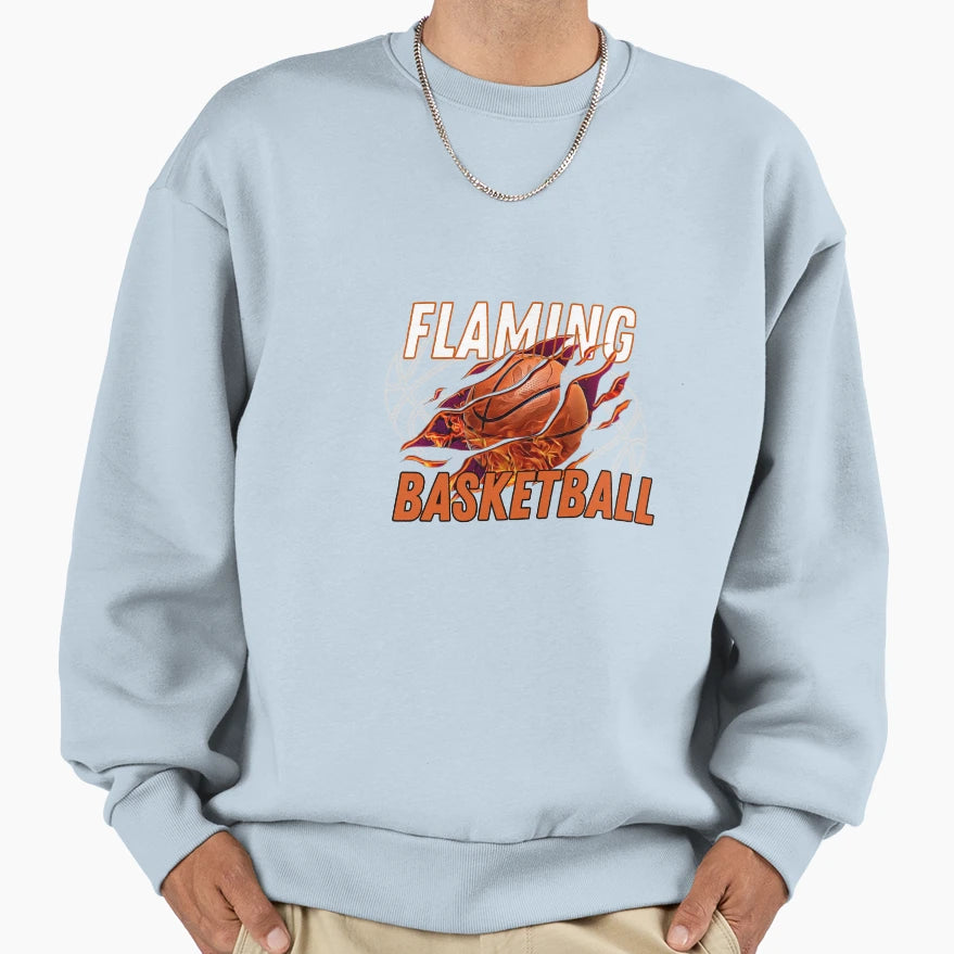 Basketball Bursting Into Flame Sweatshirt - Fun Novelty Design for Adults - T-Shirt, Sweatshirt, Hoodie