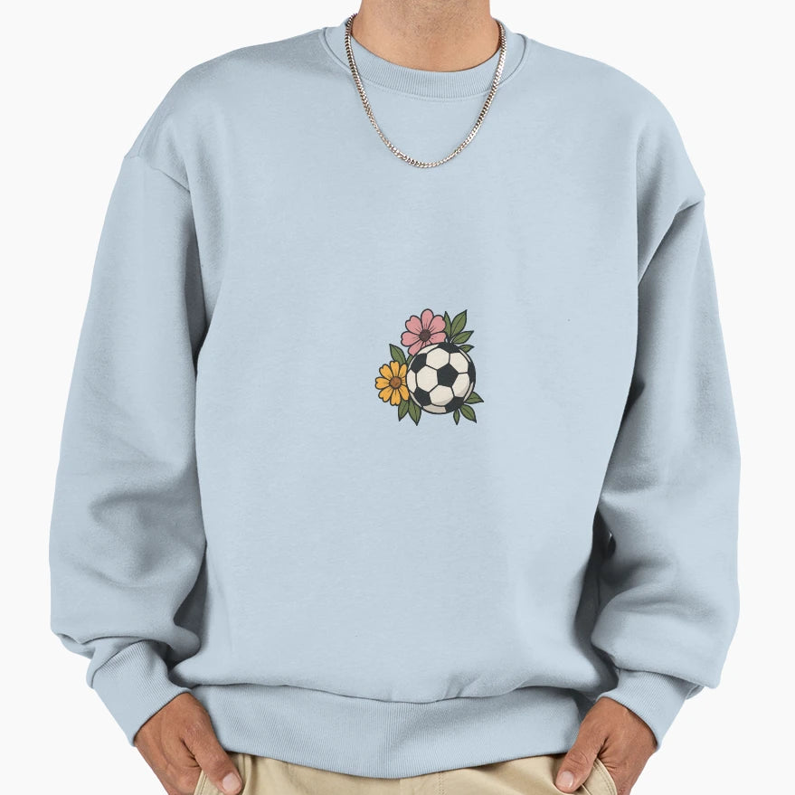 Soccer And Flowers Sweatshirt - Minimalist Print Men Women - T-Shirt, Sweatshirt, Hoodie