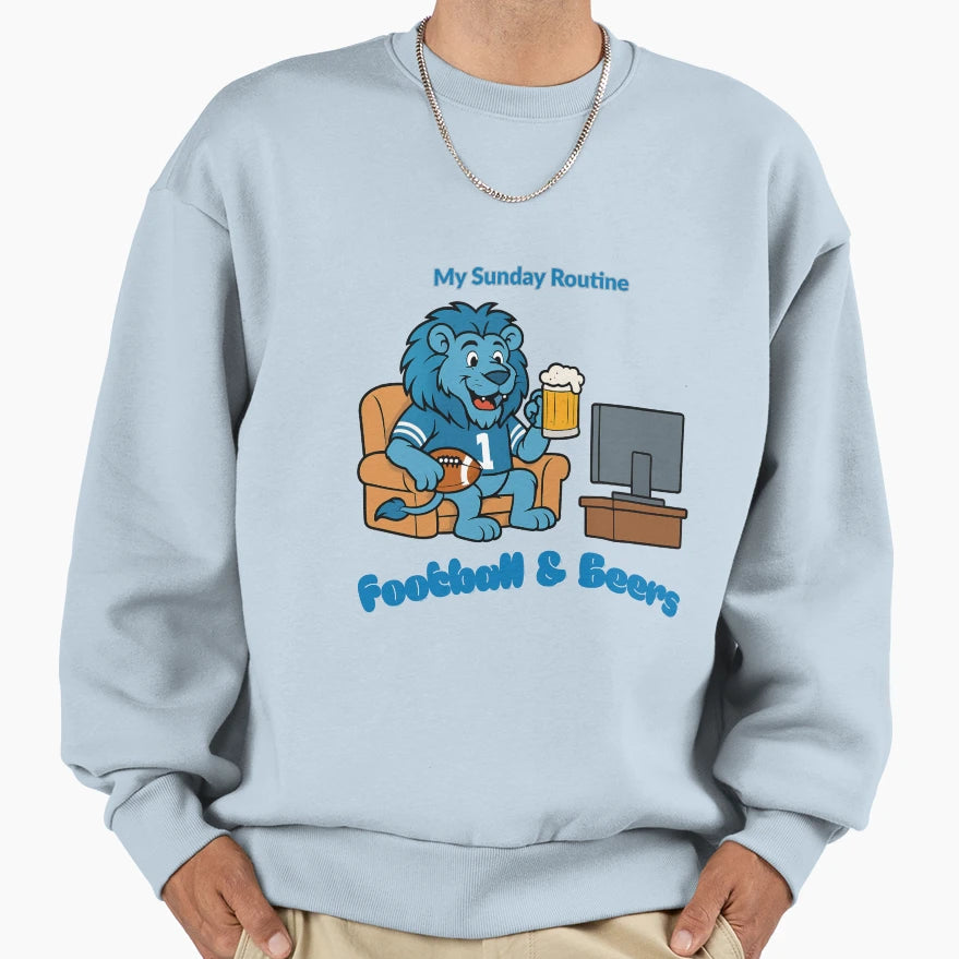Detroit Lions My Sunday Routine Sweatshirt - Novelty Apparel Men Women - T-Shirt, Sweatshirt, Hoodie