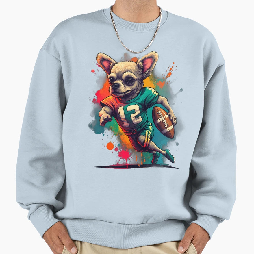 Poodle Dog Playing American Sweatshirt - Fun Novelty Design for Adults - T-Shirt, Sweatshirt, Hoodie