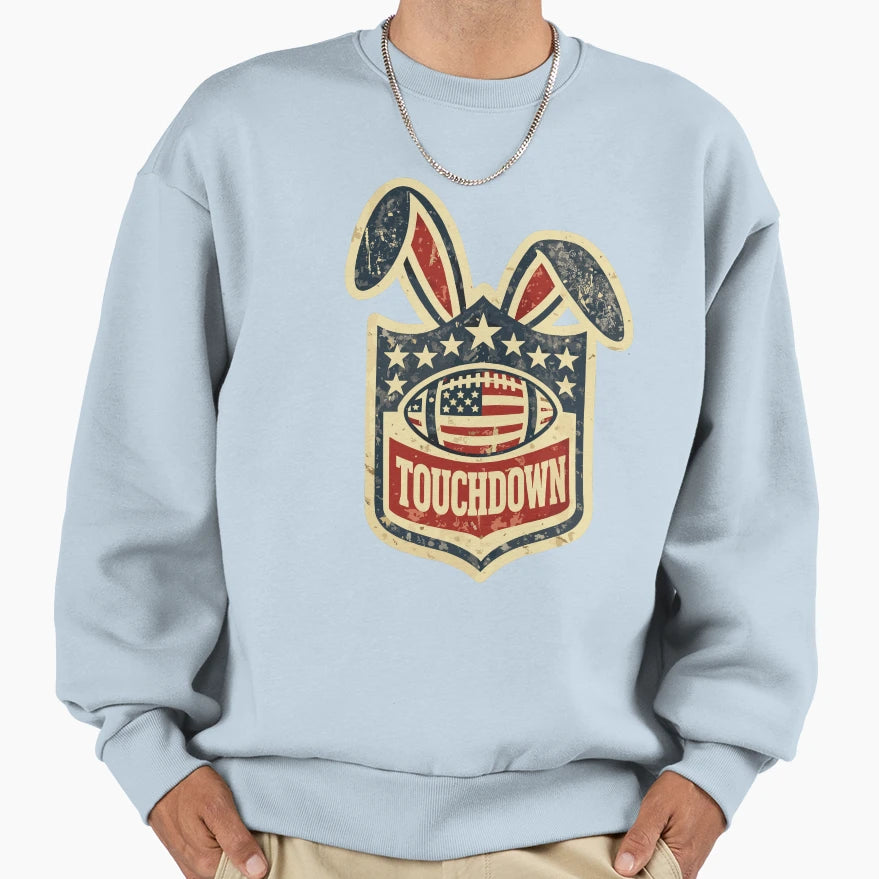 Touchdown Bunny Patriotic Football Sweatshirt - Unique Graphic for Adults - T-Shirt, Sweatshirt, Hoodie