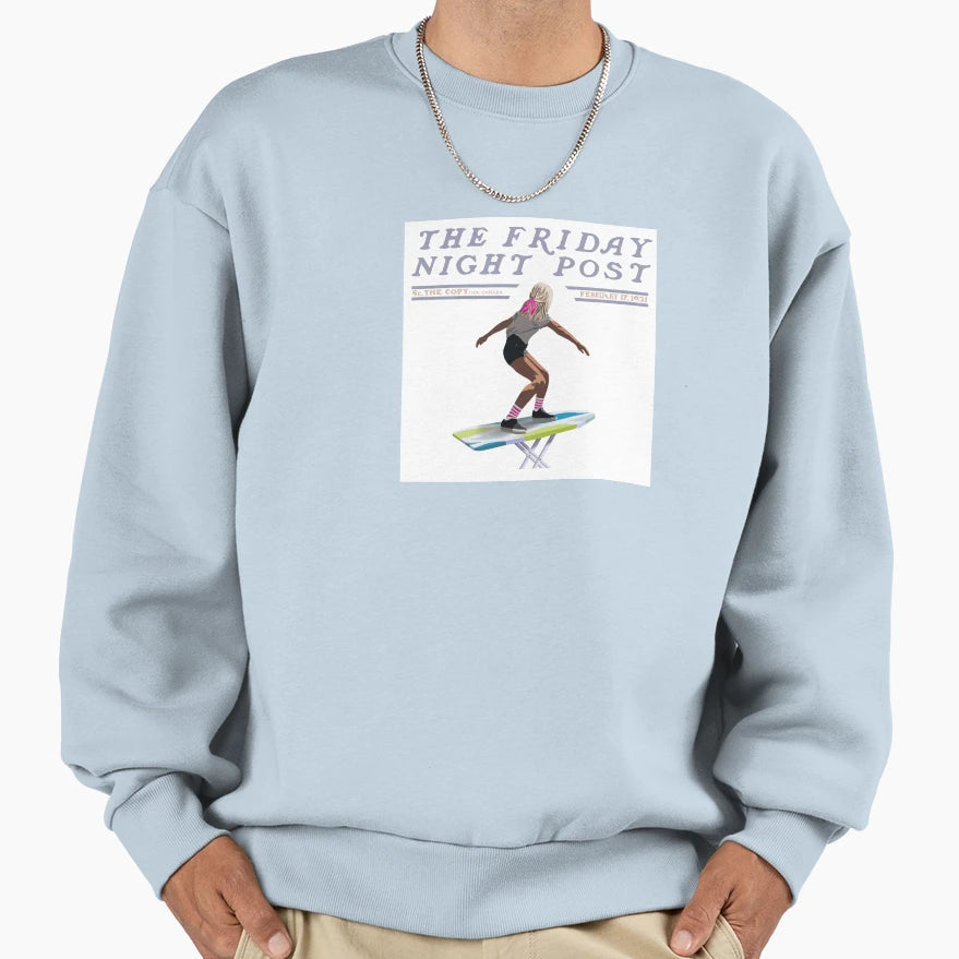 Friday Night Post Surfer Sweatshirt - Custom Art Print for Adults - T-Shirt, Sweatshirt, Hoodie