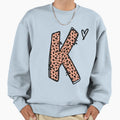 Monogram Letter K Leopard Sweatshirt - Novelty Apparel for Adults - T-Shirt, Sweatshirt, Hoodie