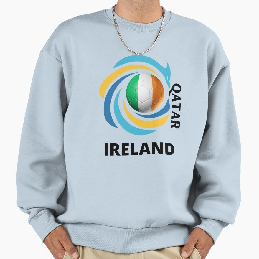 Qatar Football Soccer Team Ireland Sweatshirt - Aesthetic Graphic Men Women - T-Shirt, Sweatshirt, Hoodie